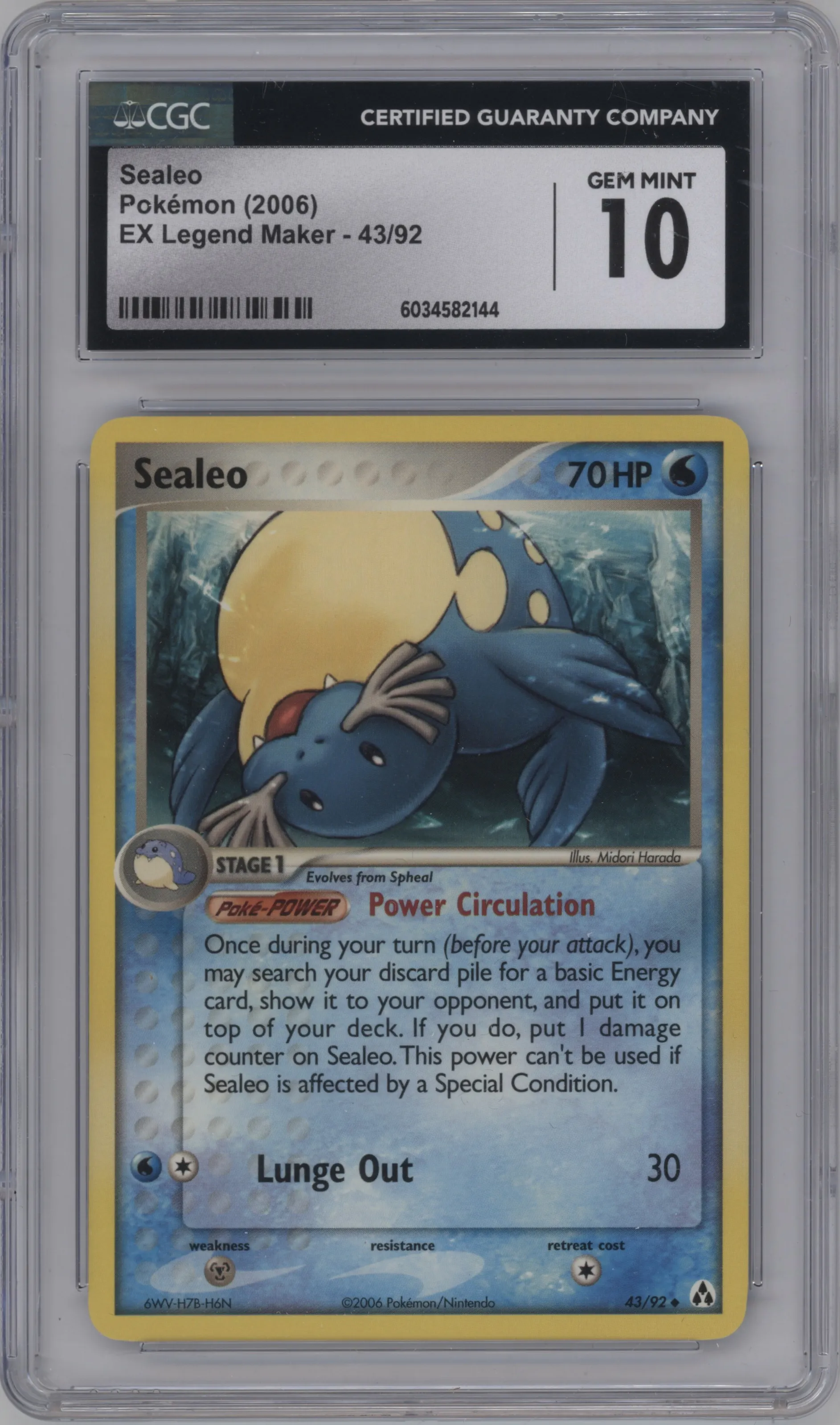 2006 Pokemon EX Legend Maker Sealeo #43 CGC 10