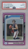 Caleb Williams from the 2024 Donruss set featuring a Pink parallel graded by PSA and given an overall grade of 10.