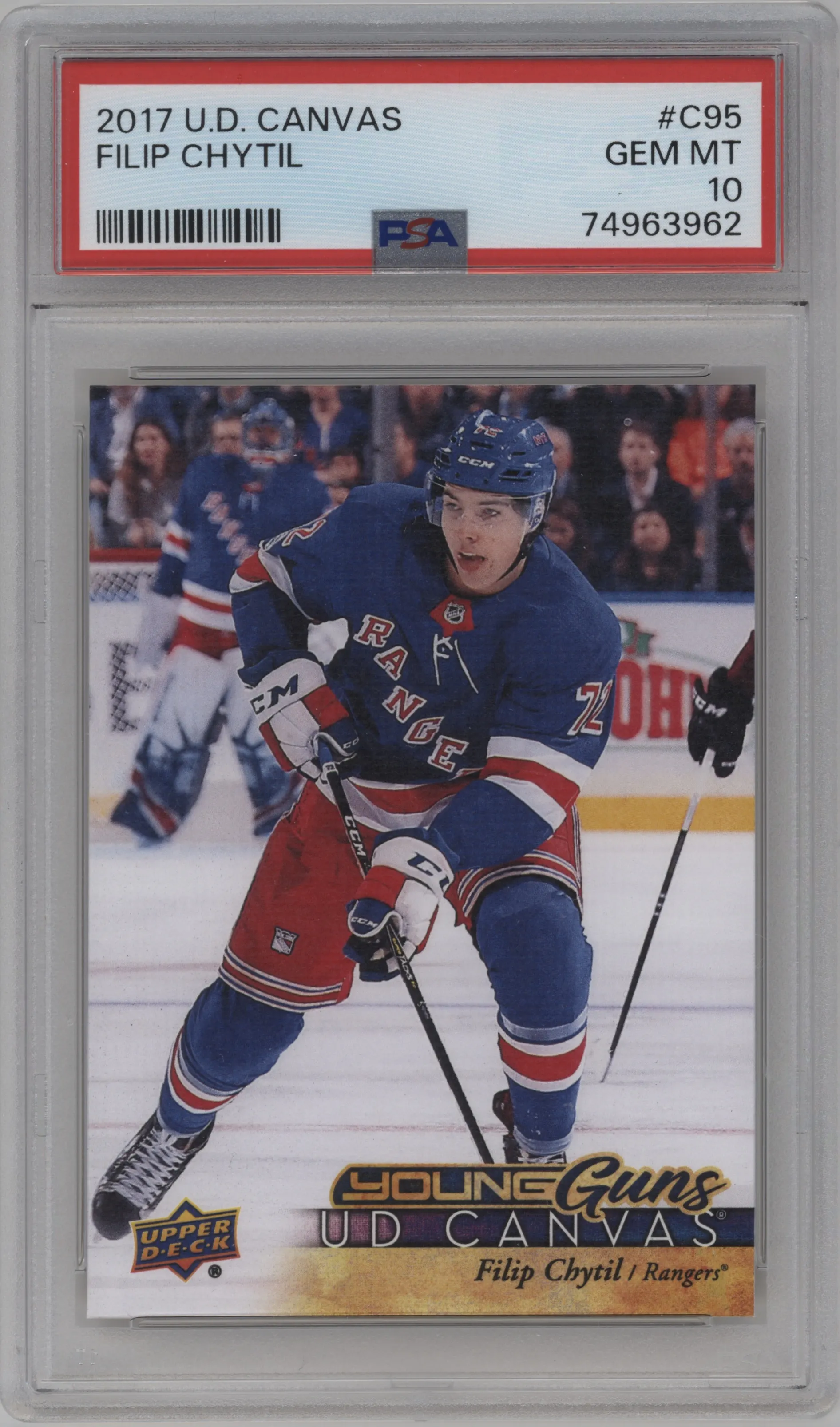 2017 Upper Deck UD Canvas Young Guns Filip Chytil #C95 PSA 10