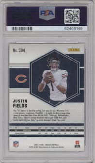 Justin Fields from the 2021 Panini Mosaic set graded by PSA and given an overall grade of 10.