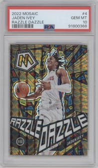 Jaden Ivey from the 2022-23 Panini Mosaic set graded by PSA and given an overall grade of 10.