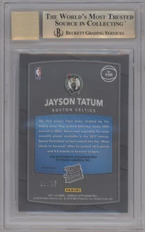 Jayson Tatum from the 2017-18 Panini Donruss Optic set featuring a Premium Box Set parallel graded by Beckett and given an overall grade of 9.5.