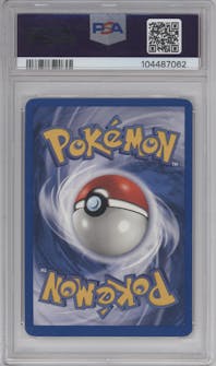 Dark Charizard from the 2000 Pokemon set graded by PSA and given an overall grade of 8.