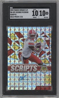 George Pickens from the 2022 Panini Mosaic Draft Picks set featuring a Gold parallel graded by SGC and given an overall grade of 10.