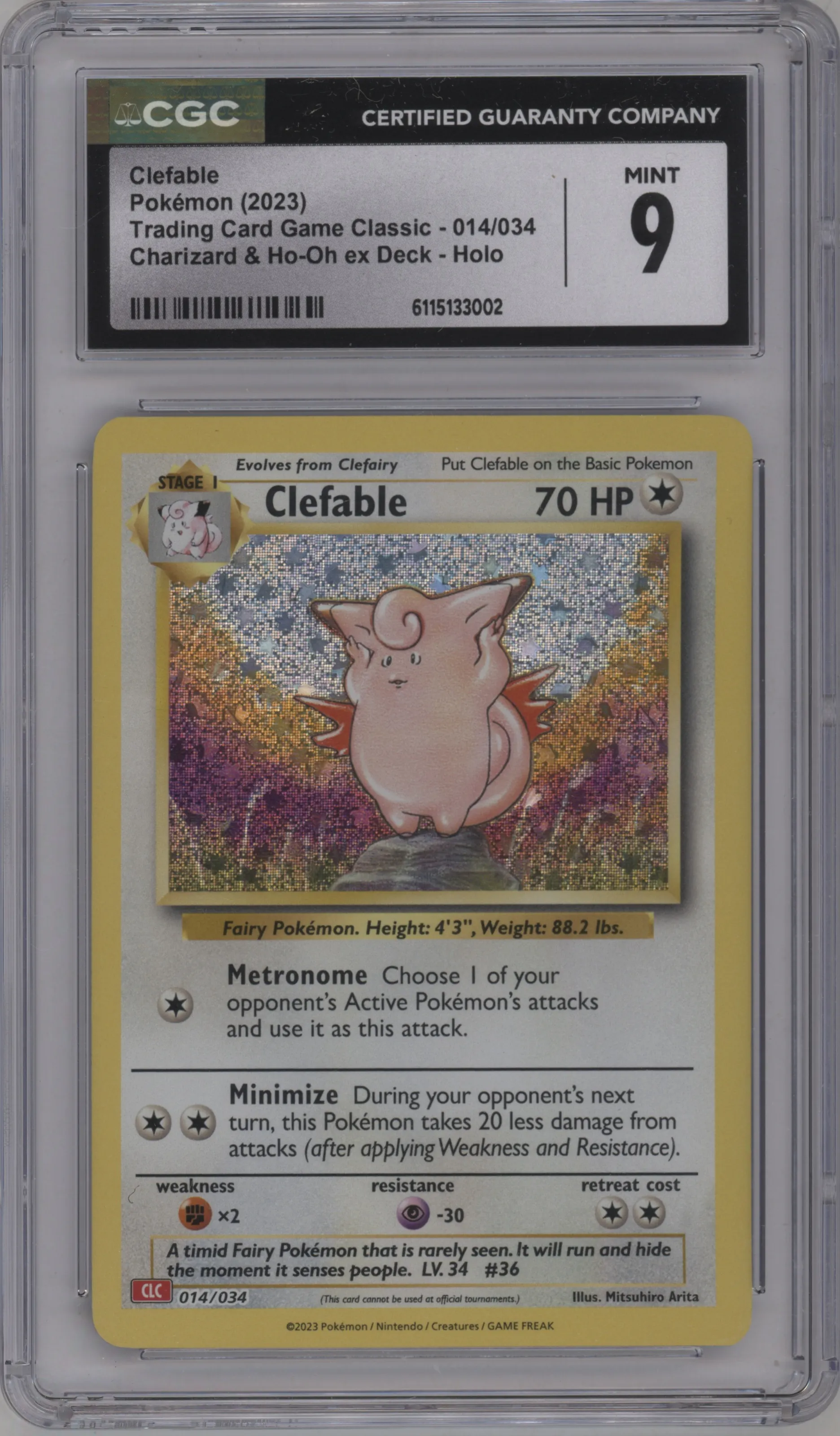 2023 Pokemon CLC Clefable #014 CGC 9