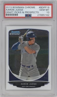 Aaron Judge from the 2013 Bowman Draft Picks & Prospects set graded by PSA and given an overall grade of 10.