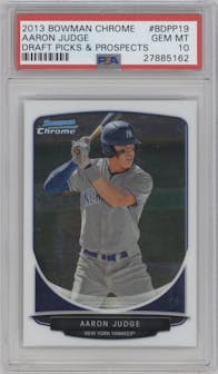 Aaron Judge from the 2013 Bowman Draft Picks & Prospects set graded by PSA and given an overall grade of 10.