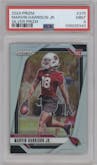 Marvin Harrison Jr. from the 2024 Panini Prizm set featuring a Silver Prizm parallel graded by PSA and given an overall grade of 9.