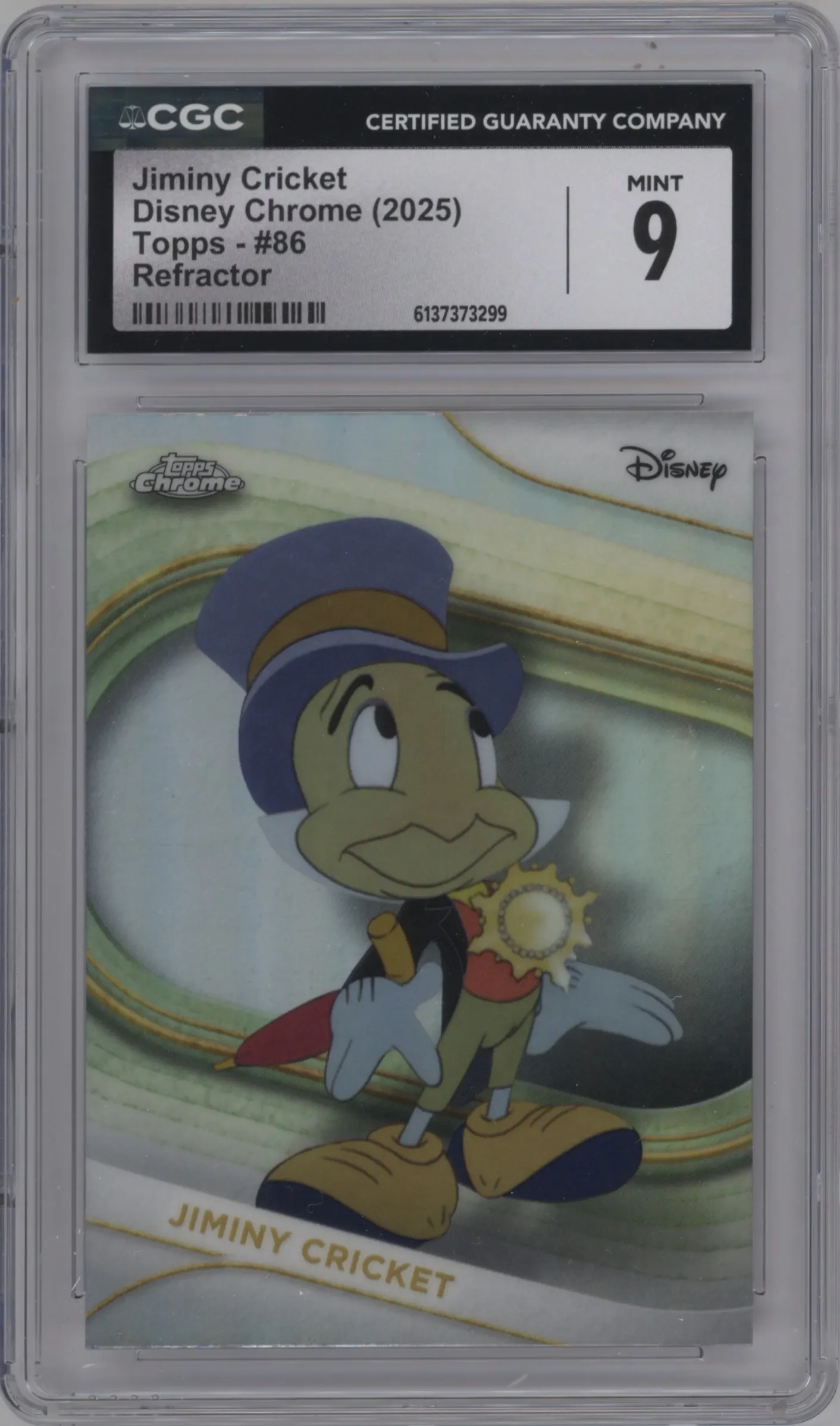 2025 Topps Chrome Disney Jiminy Cricket Refractor CGC 9