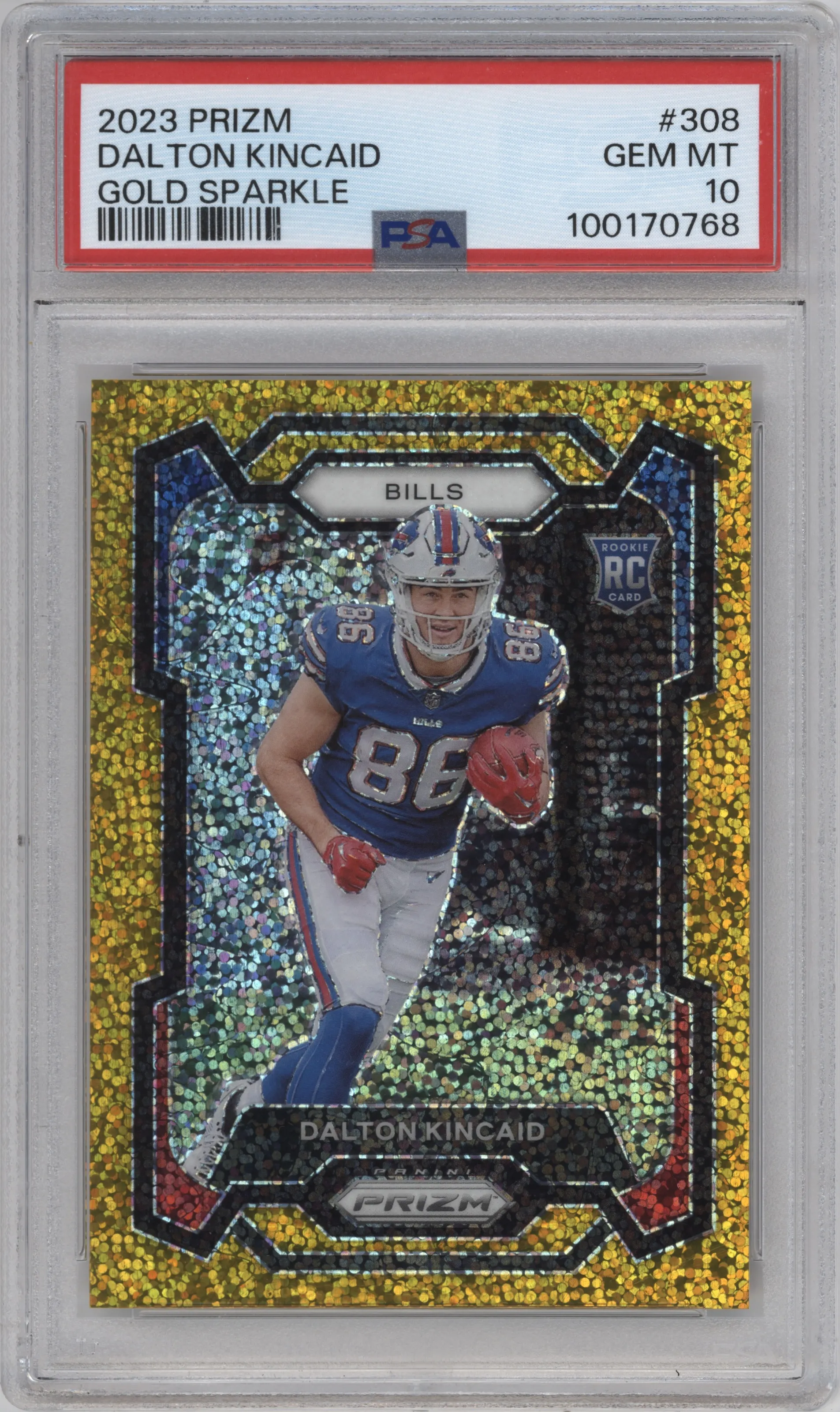 2023 Panini Prizm Dalton Kincaid Gold Sparkle #308 PSA 10