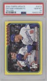 Shohei Ohtani/Yoshinobu Yamamoto from the 2024 Topps Update set featuring a Yellow  parallel graded by PSA and given an overall grade of 10.