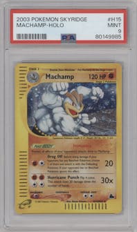 Machamp from the 2003 Pokemon E-CARD set graded by PSA and given an overall grade of 9.