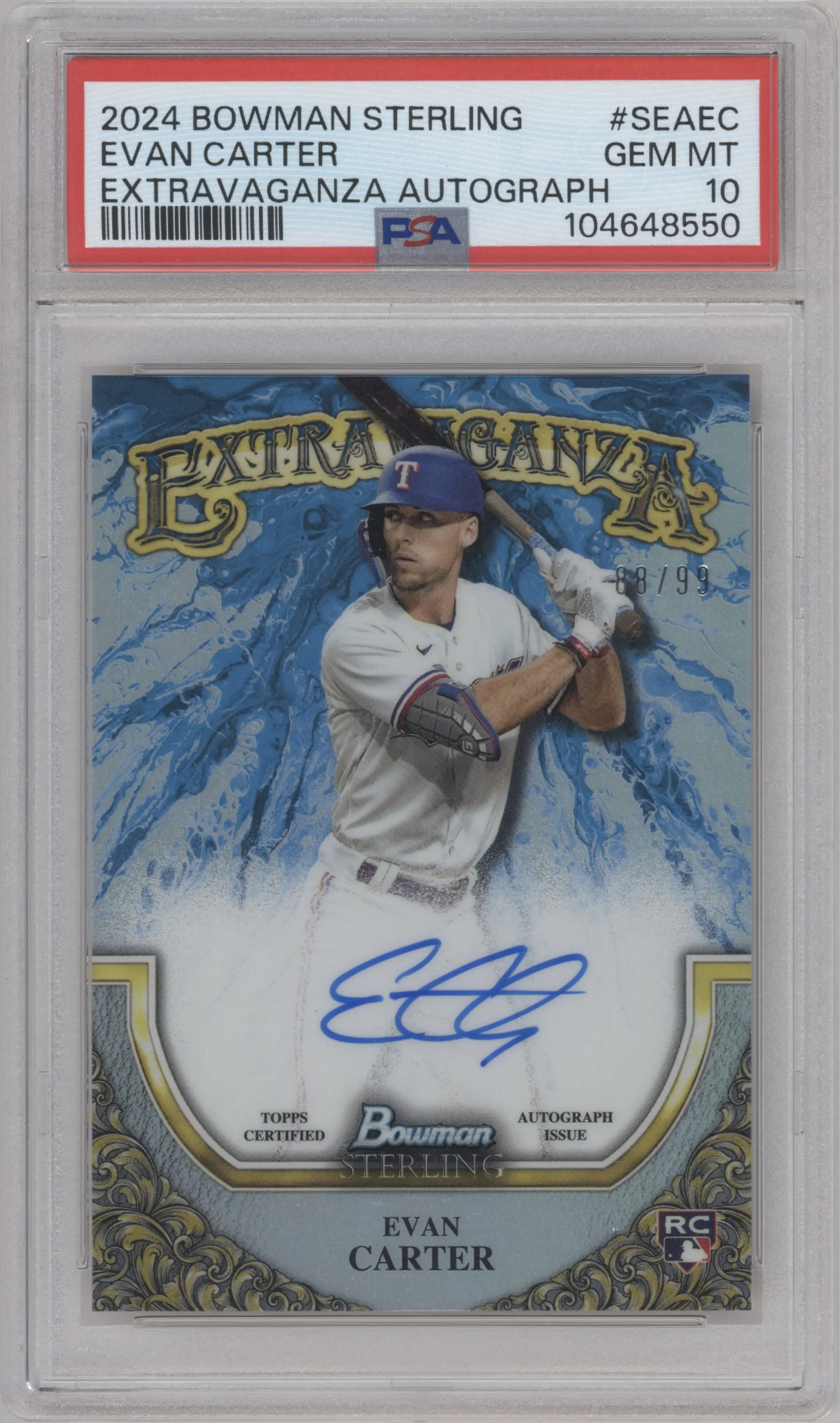 2024 Bowman Sterling Extravaganza AU Evan Carter PSA 10
