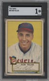 Bob Feller from the 1952 Topps set graded by SGC and given an overall grade of 1.