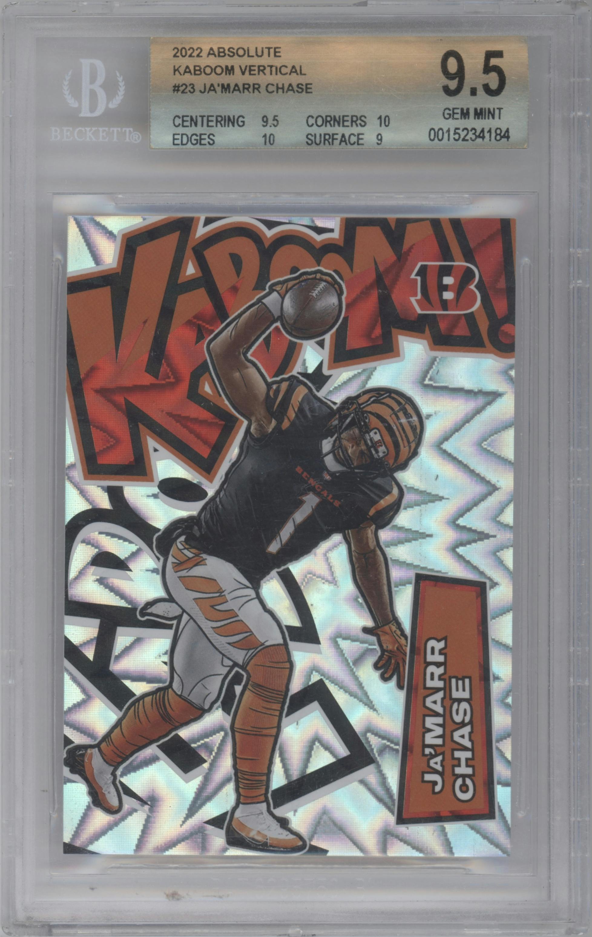 Ja'Marr Chase  from the 2022 Panini Absolute set graded by Beckett and given an overall grade of 9.5.