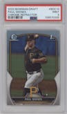 Paul Skenes from the 2023 Bowman Draft set featuring a Refractor parallel graded by PSA and given an overall grade of 9.