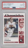 Brock Purdy from the 2022 Panini Chronicles set graded by PSA and given an overall grade of 10.