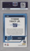 Tyrone Tracy Jr. from the 2024 Donruss set featuring a Purple parallel graded by PSA and given an overall grade of 9.