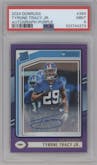 Tyrone Tracy Jr. from the 2024 Donruss set featuring a Purple parallel graded by PSA and given an overall grade of 9.