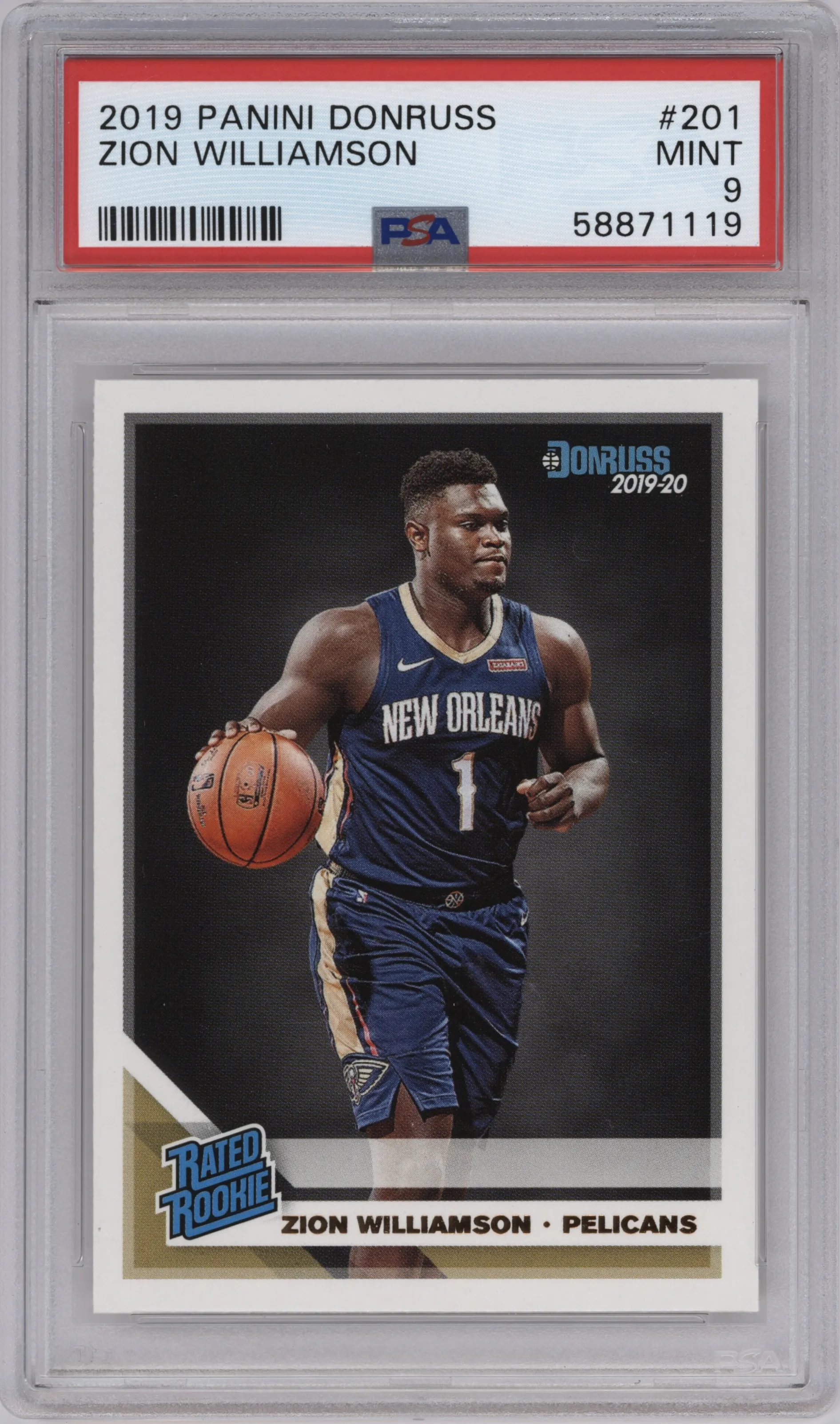2019 Panini Donruss Rated Rookie Zion Williamson PSA 9