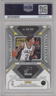 Keyonte George from the 2023-24 Panini Prizm set featuring a Mojo Prizm parallel graded by PSA and given an overall grade of 10.
