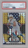 Justin Herbert from the 2022 Panini Mosaic set featuring a Choice Black Gold parallel graded by PSA and given an overall grade of 10.