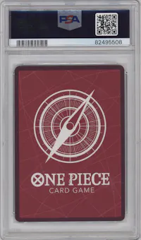 Monkey.D.Luffy from the 2022 One Piece set featuring a Alternate Art parallel graded by PSA and given an overall grade of 10.