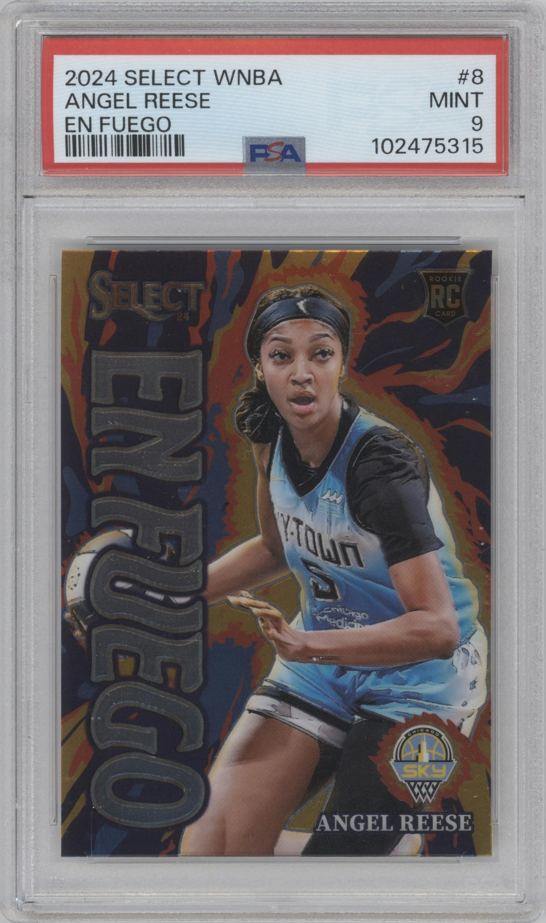Angel Reese from the 2024 Panini Select WNBA set graded by PSA and given an overall grade of 9.