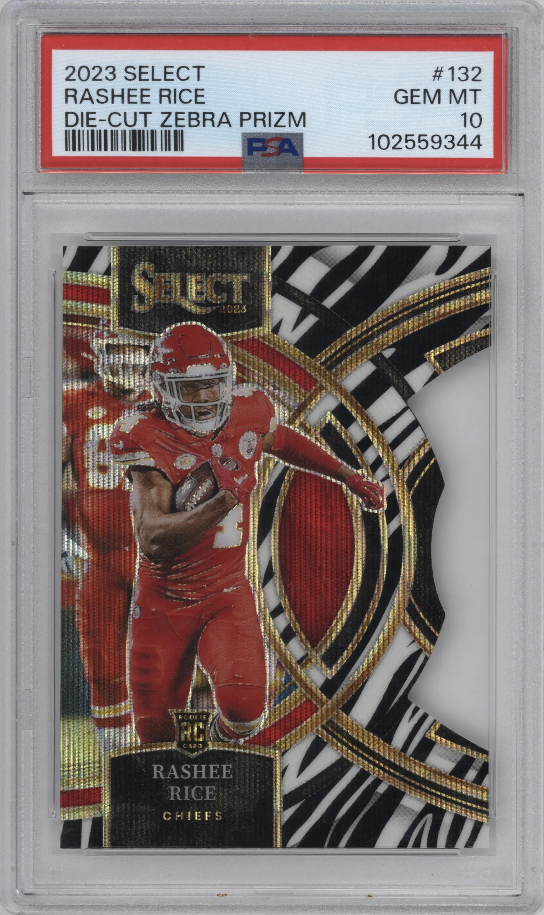 2023 Panini Select Pre.Lvl. Rashee Rice Die-Cut Zebra PSA 10