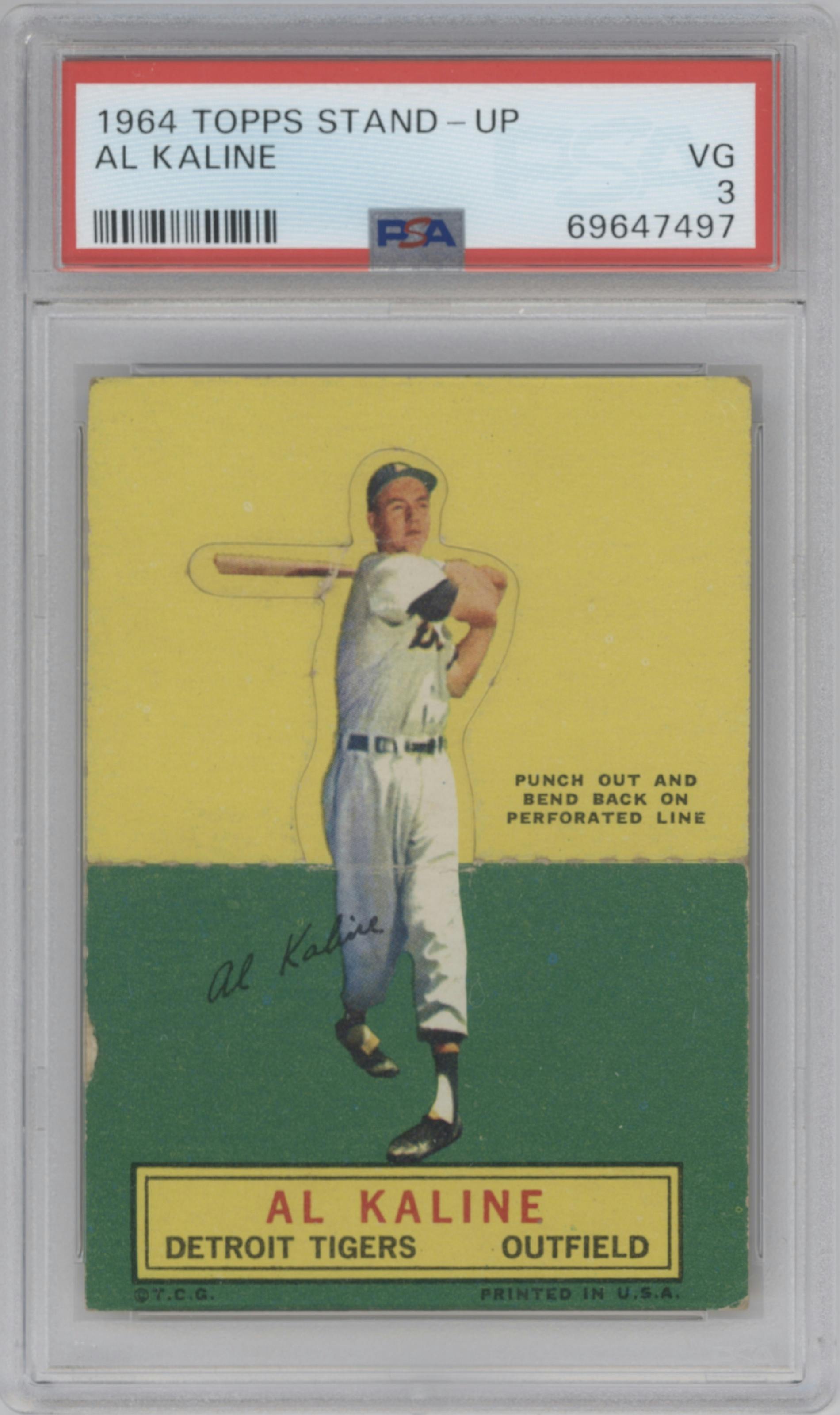 Al Kaline from the 1964 Topps Stand Ups set graded by PSA and given an overall grade of 3.