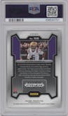 Jayden Daniels from the 2024 Panini Prizm Draft Picks set featuring a Silver Prizm parallel graded by PSA and given an overall grade of 10.
