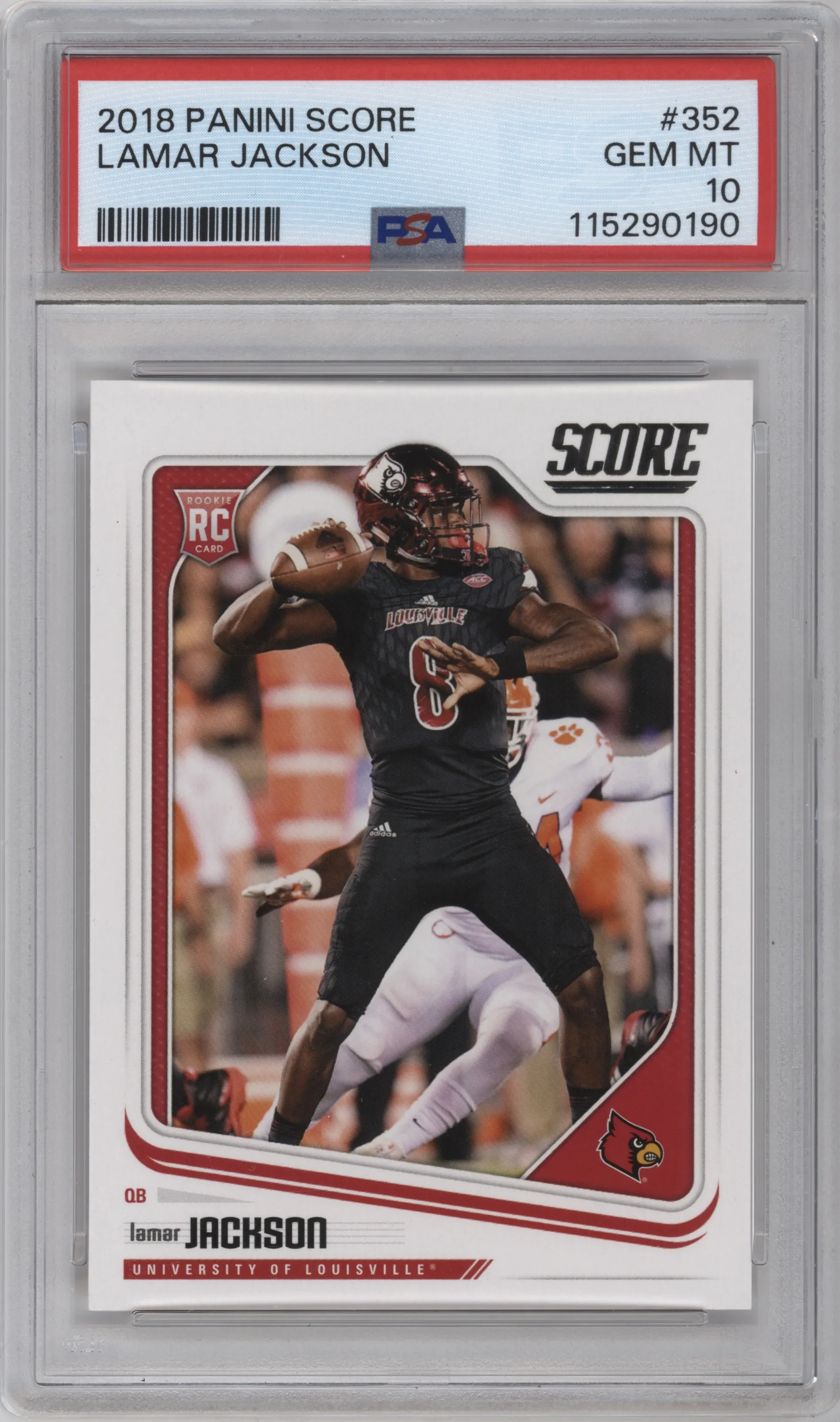 2018 Panini Score Lamar Jackson #352 PSA 10