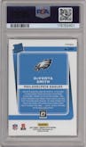 Devonta Smith from the 2021 Panini Donruss Optic set featuring a Pink parallel graded by PSA and given an overall grade of 10.