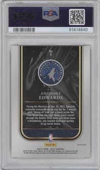 Anthony Edwards from the 2020-21 Panini Select  set featuring a Red parallel graded by PSA and given an overall grade of 10.