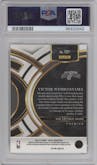 Victor Wembanyama from the 2023-24 Panini Select  set featuring a Blue Prizm parallel graded by PSA and given an overall grade of 10.