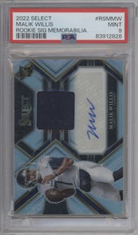 Malik Willis from the 2022 Panini Select set graded by PSA and given an overall grade of 9.
