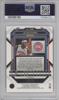 Jalen Duren from the 2022-23 Panini Prizm  set featuring a Red Power parallel graded by PSA and given an overall grade of 10.