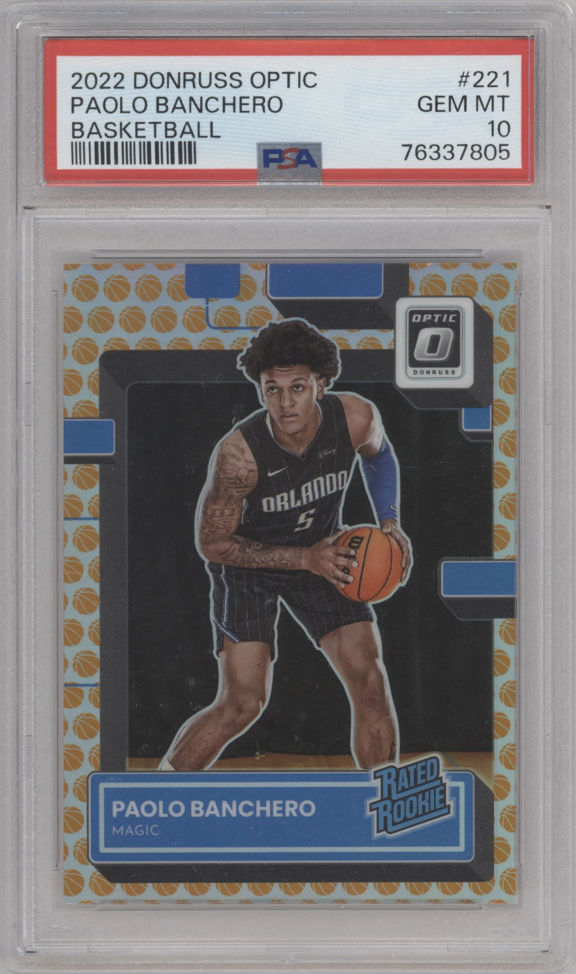 2022 Panini Donruss Optic Rated Rookie Paolo Banchero Basketball #221 PSA 10