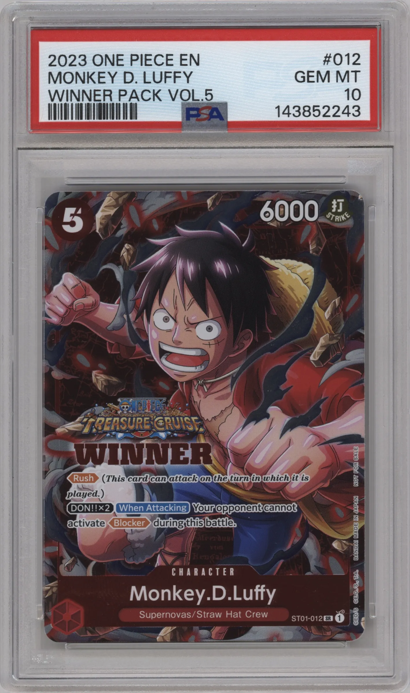 2023 One Piece Winner Pack Vol.5 Monkey.D.Luffy PSA 10
