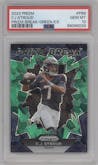 C.J. Stroud from the 2023 Panini Prizm set featuring a Green Ice parallel graded by PSA and given an overall grade of 10.