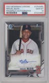 Miguel Bleis from the 2021 Bowman Chrome set graded by PSA and given an overall grade of 10.