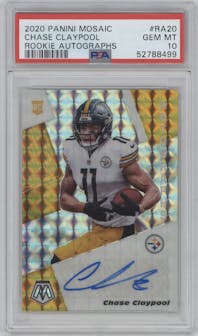 Chase Claypool from the 2020 Panini Mosaic set graded by PSA and given an overall grade of 10.