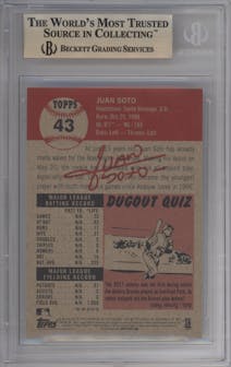 Juan Soto from the Ultimate Topps Living Set   set graded by Beckett and given an overall grade of 9.5.