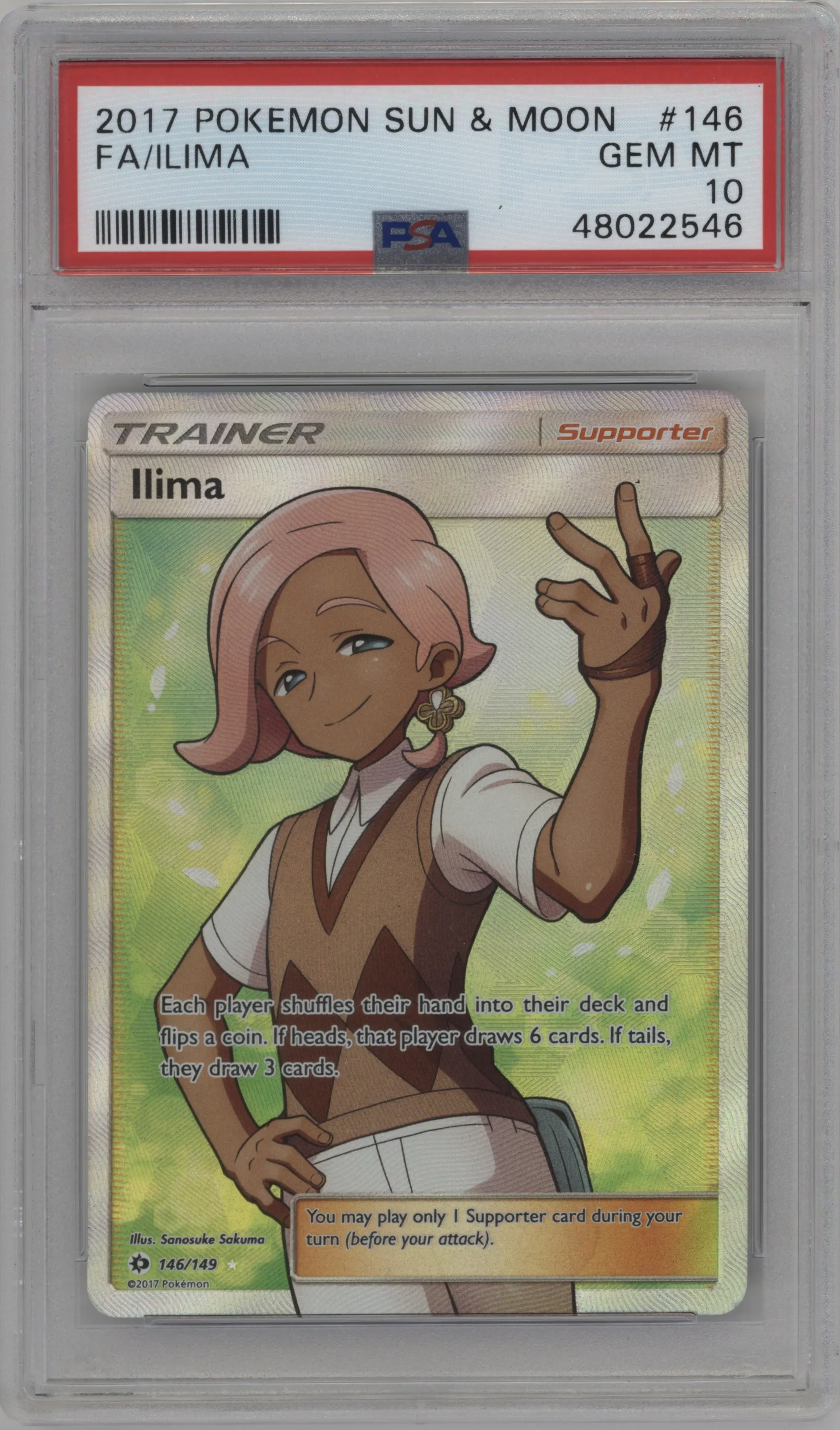2017 Pokemon S&M Ilima #146 PSA 10