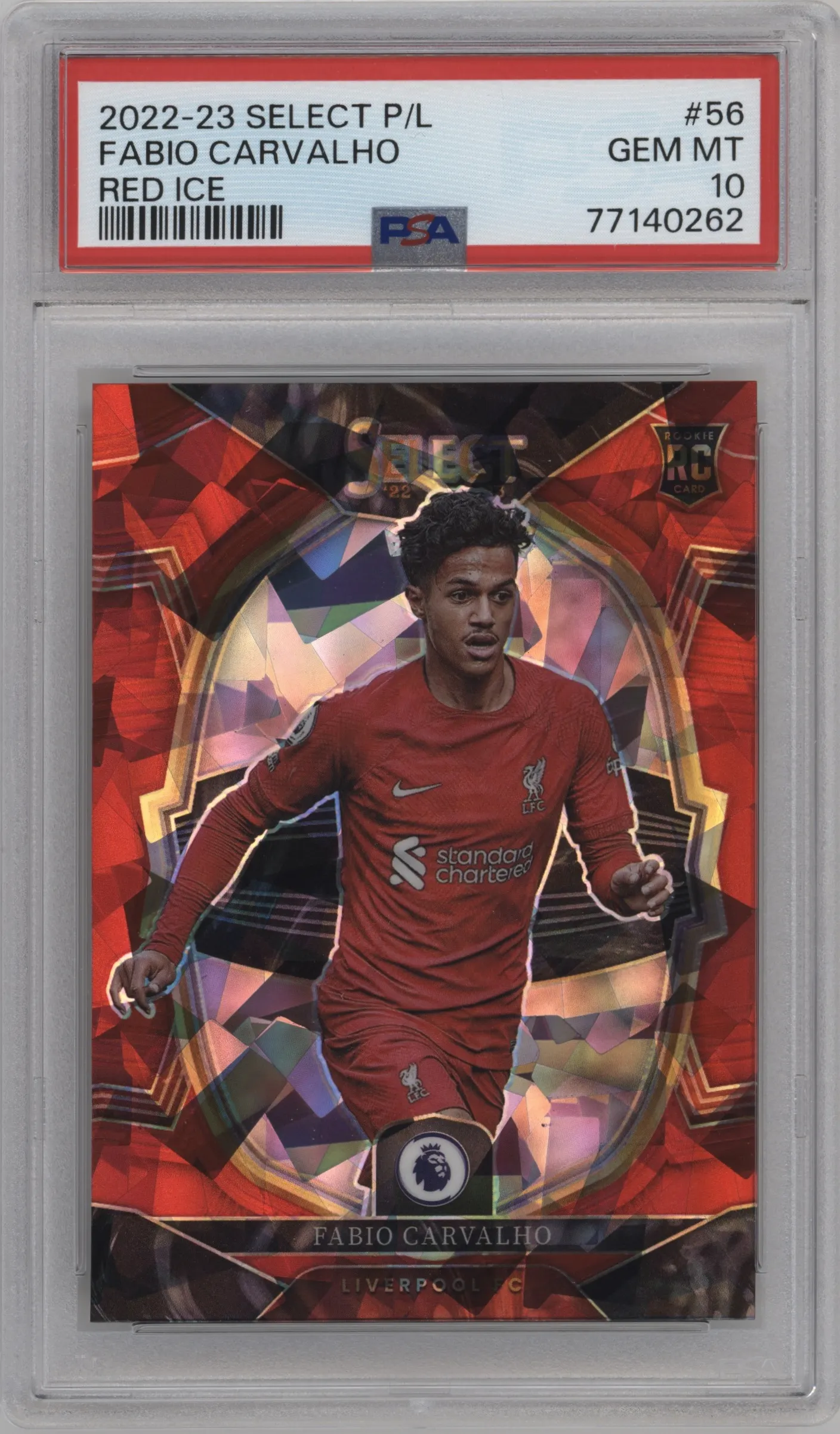 2022 Panini Select Premier League Terrace Fabio Carvalho Red Ice PSA 10