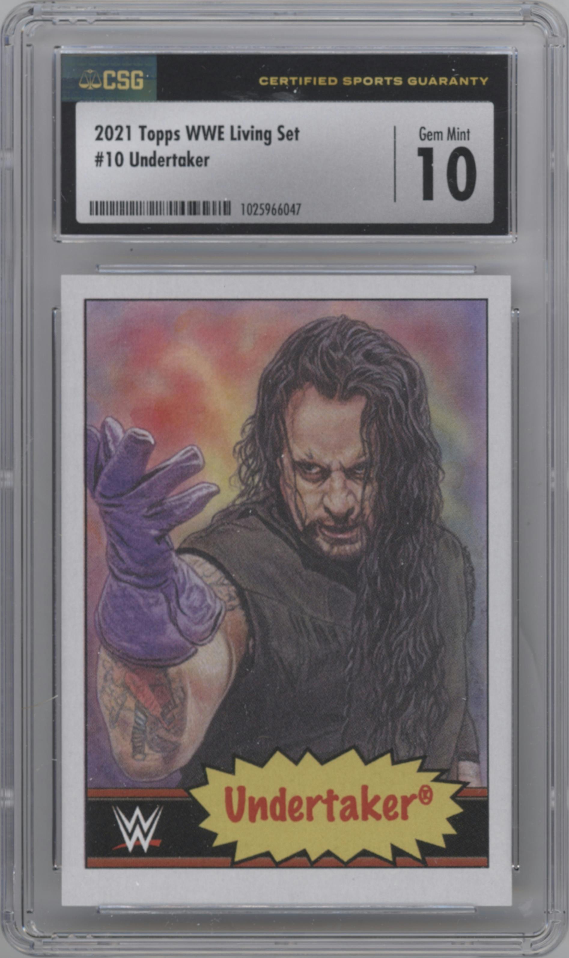 Undertaker from the 2021 Topps WWE Living Set  set graded by CSG and given an overall grade of 10.