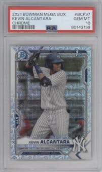 Kevin Alcantara from the 2021 Bowman Mega Box set graded by PSA and given an overall grade of 10.