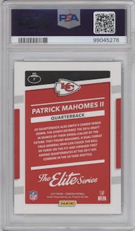 Patrick Mahomes II from the 2017 Panini Donruss set graded by PSA and given an overall grade of 10.