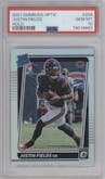Justin Fields from the 2021 Panini Donruss Optic set featuring a Holo parallel graded by PSA and given an overall grade of 10.