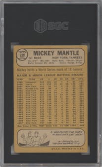 Mickey Mantle  from the 1968 Topps set graded by SGC and given an overall grade of 4.